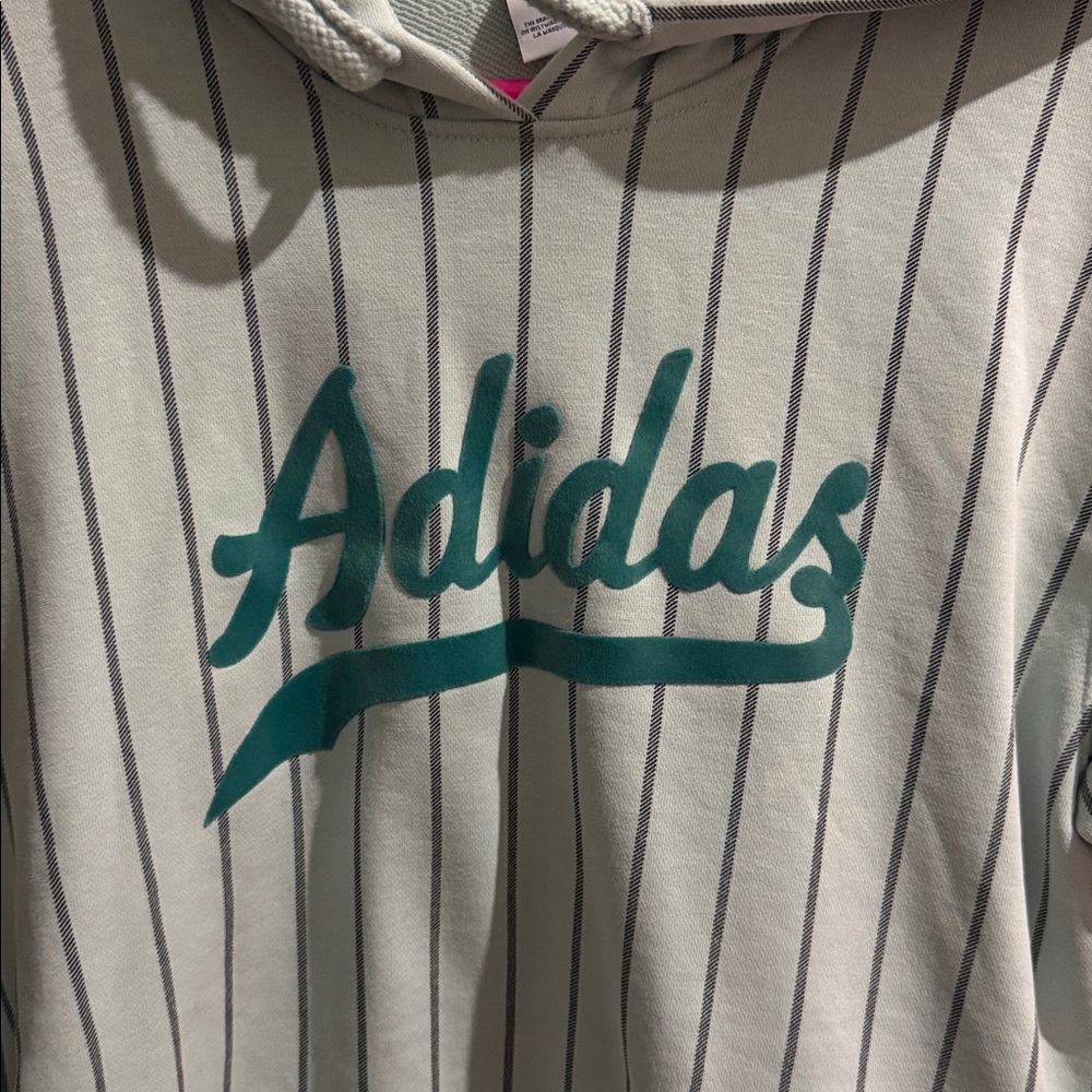 Adidas Mint Green Striped Hoodie